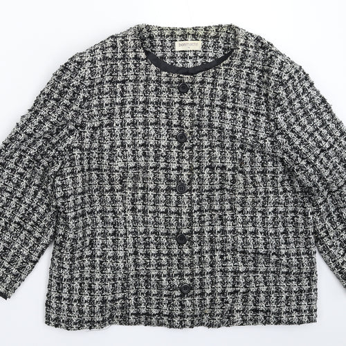 Bonmarché Womens Multicoloured Check Knit Jacket Blazer Size 16
