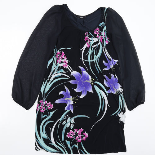 George Womens Black Floral  Shirt Dress  Size 12