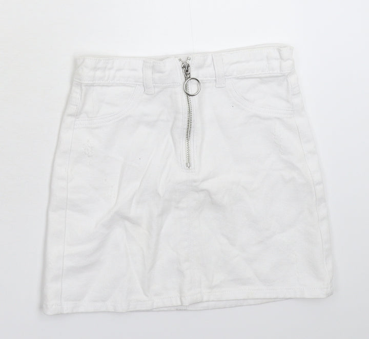 Candy Couture Girls White  Denim A-Line Skirt Size 9 Years