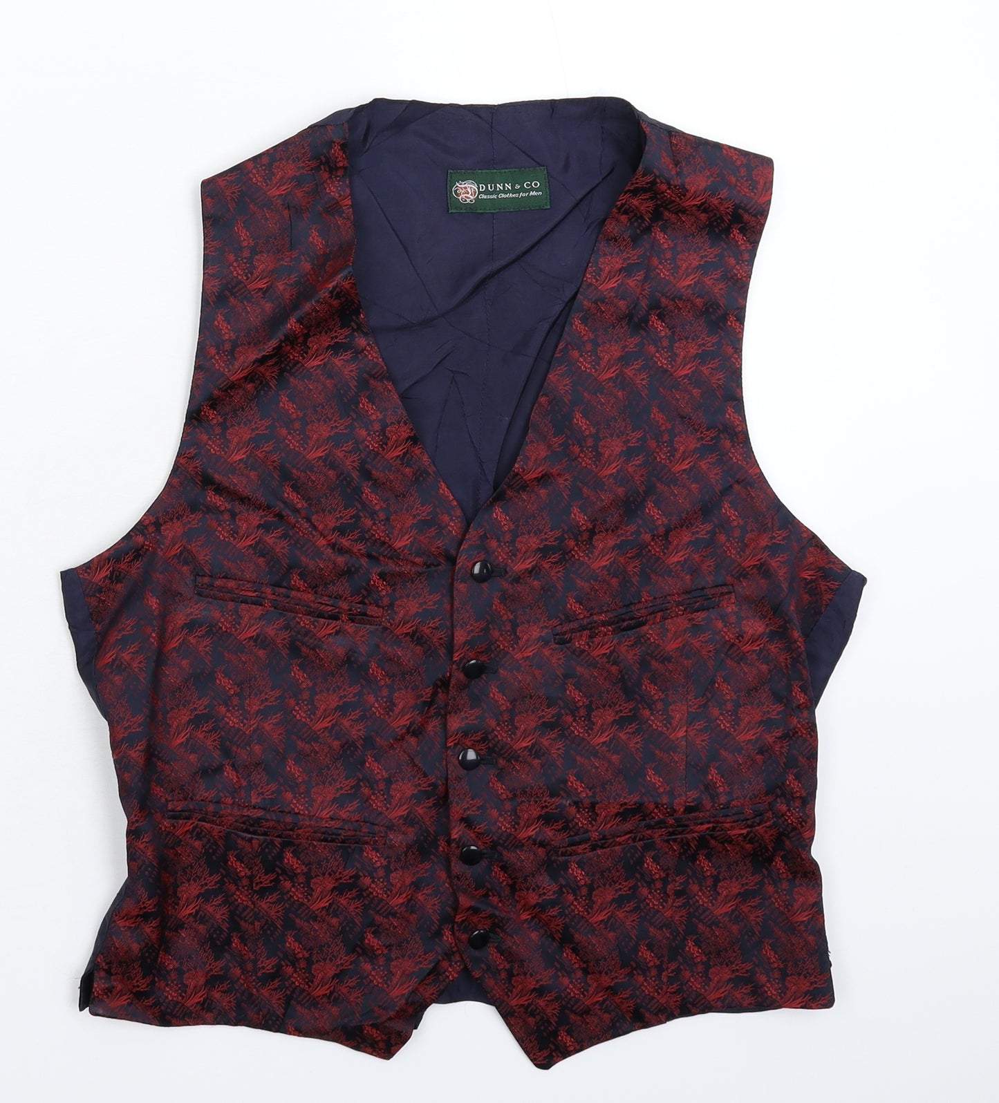 Dunn & Co Mens Blue Floral  Jacket Suit Waistcoat Size 38