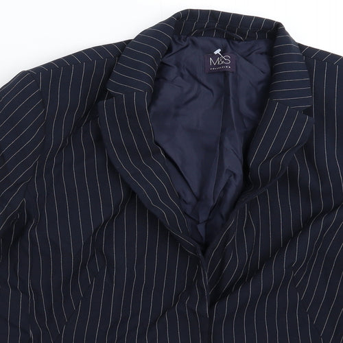 Marks and Spencer Womens Blue Striped  Jacket Suit Jacket Size 14