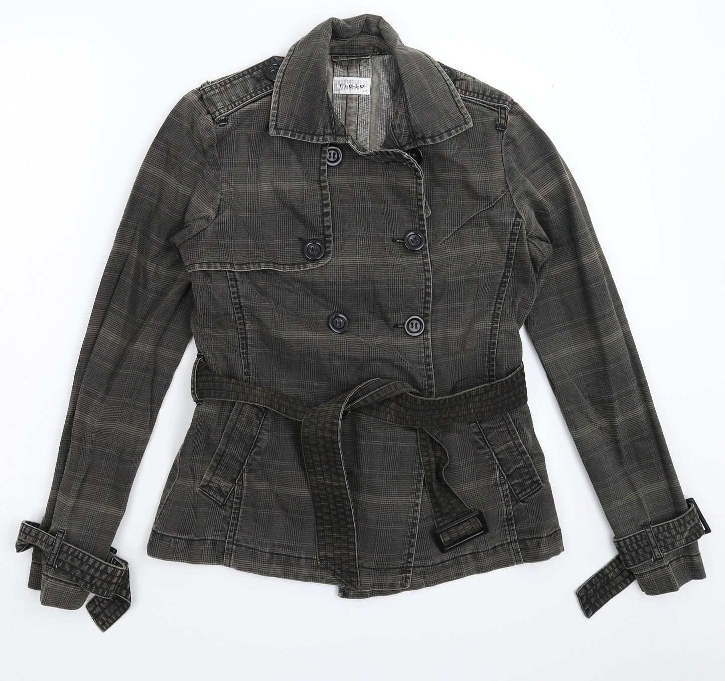 Topshop Womens Grey Check  Jacket Blazer Size 12