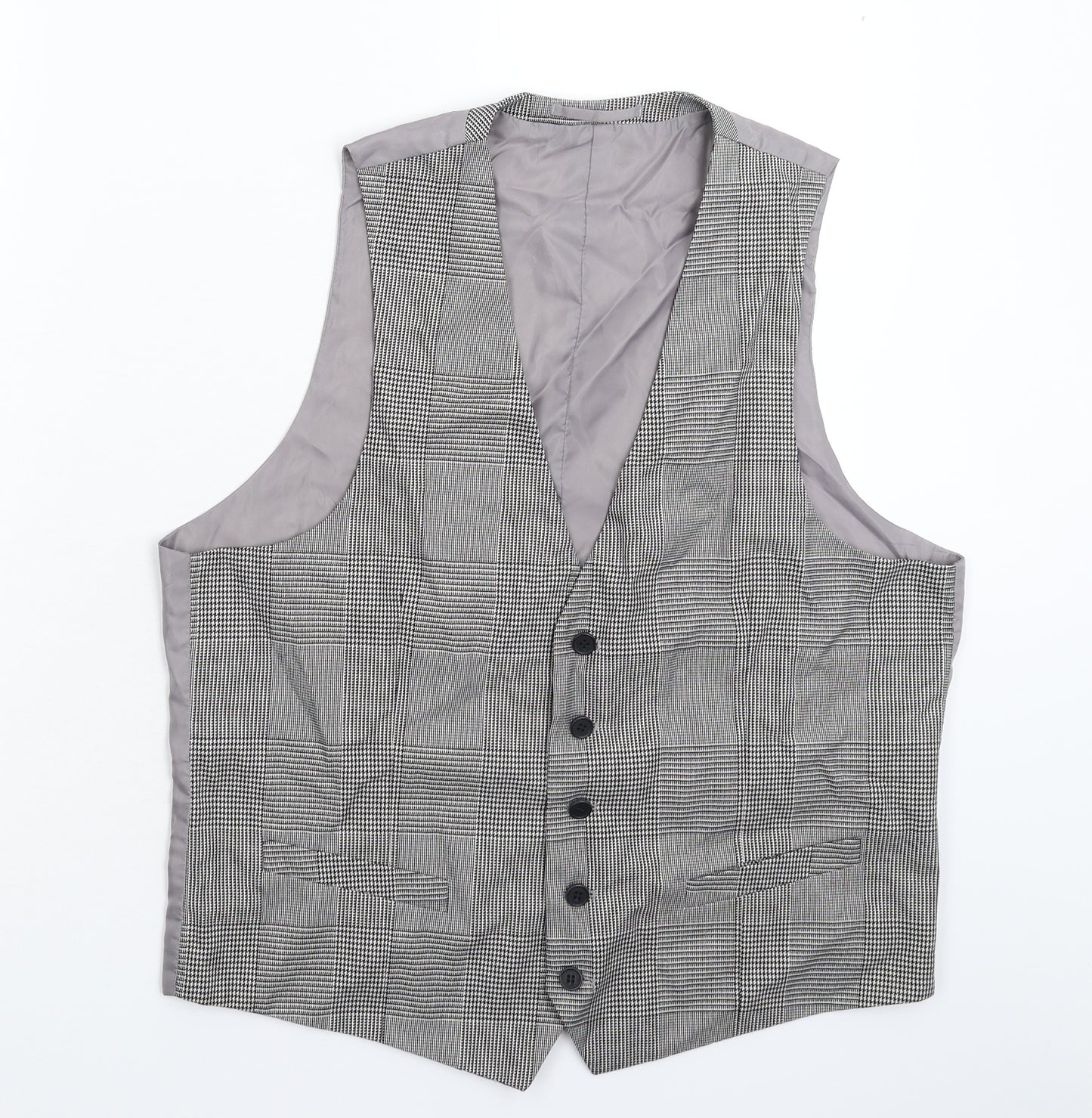 Rudie Mens Grey Houndstooth  Jacket Suit Waistcoat Size 42