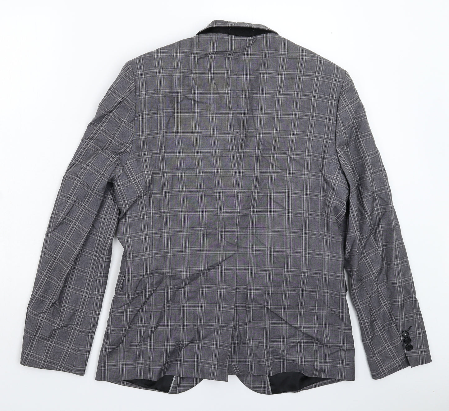 One Six Five Mens Grey Check  Jacket Suit Jacket Size 40