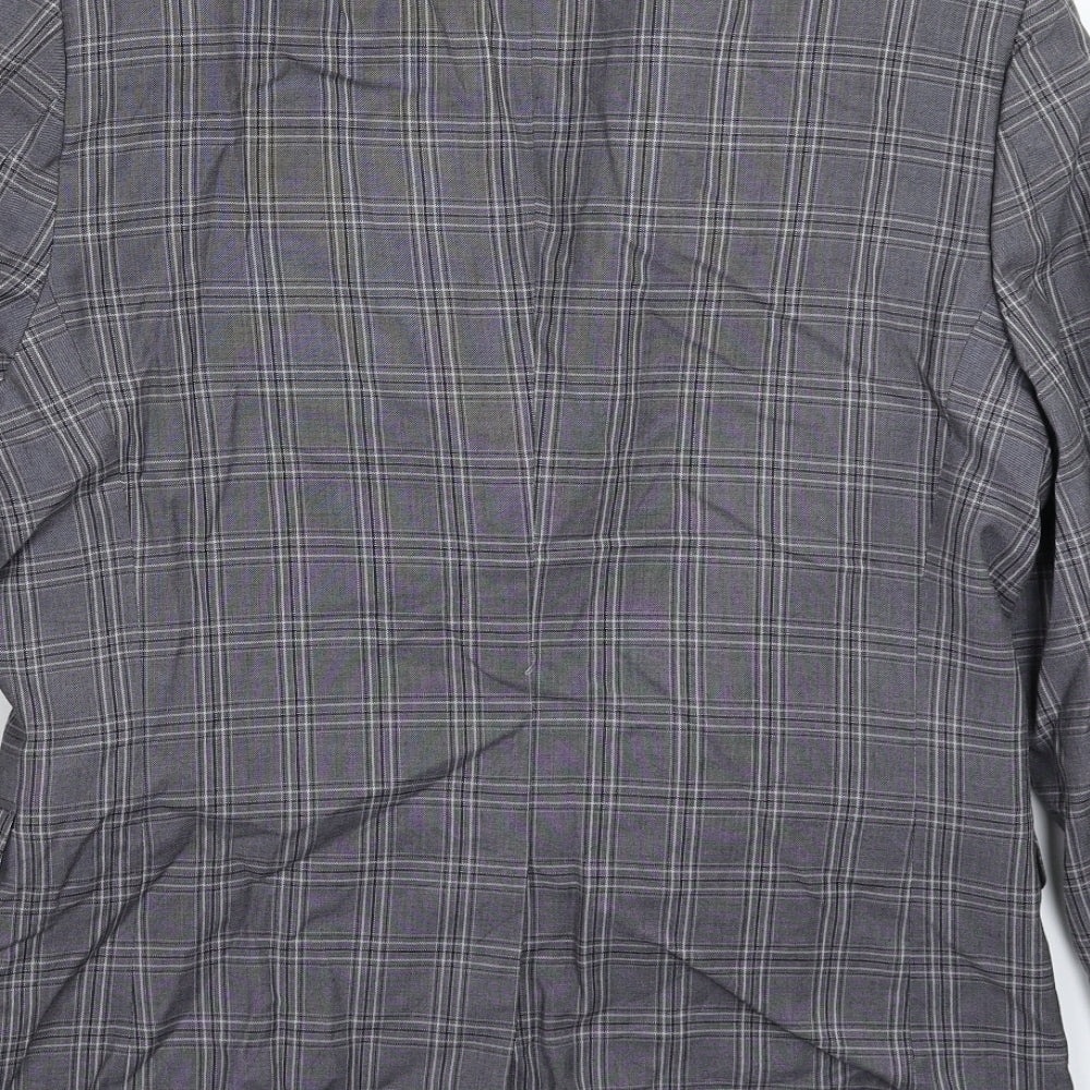 One Six Five Mens Grey Check  Jacket Suit Jacket Size 40