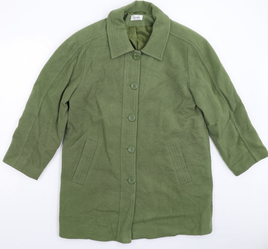 Front view of Classics women’s green jacket coat, size UK 16
