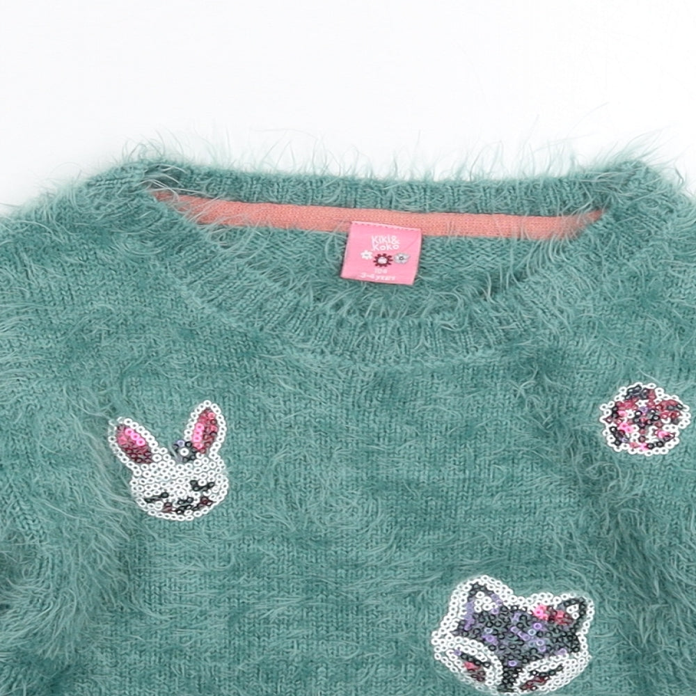 kiki Boys Blue  Knit Pullover Jumper Size 3-4 Years