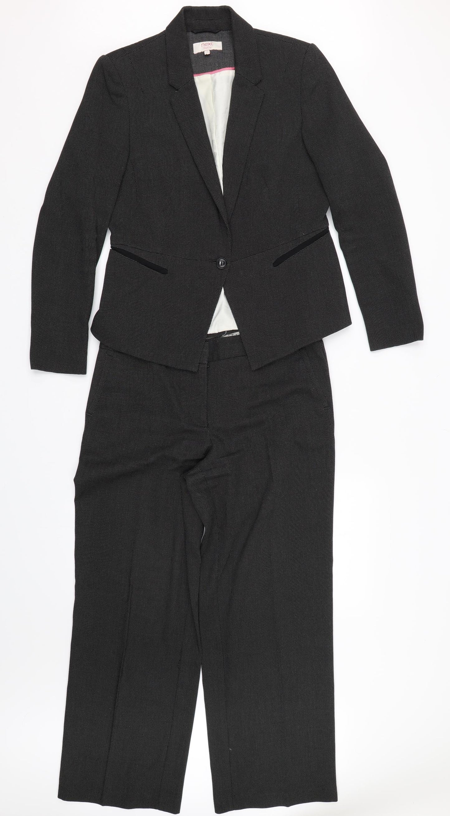 NEXT Womens Black Spotted  Jacket Suit Set Size 12 L27 in