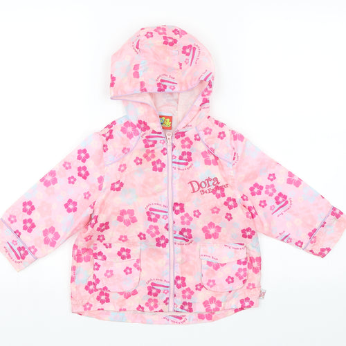 Dora the Explorer Girls Pink Floral  Rain Coat Coat Size 2-3 Years  - Dora The Explorer