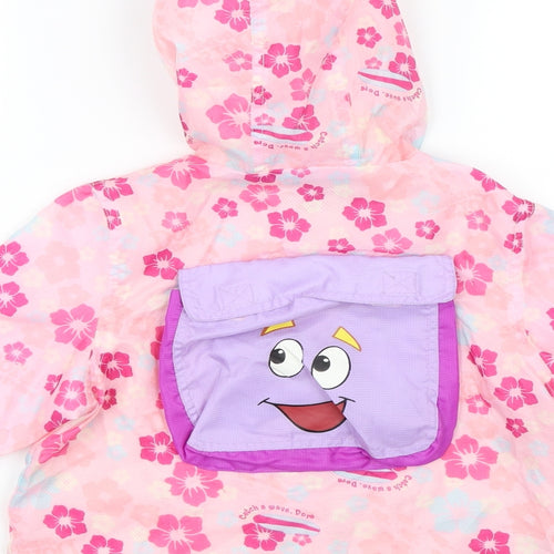 Dora the Explorer Girls Pink Floral  Rain Coat Coat Size 2-3 Years  - Dora The Explorer