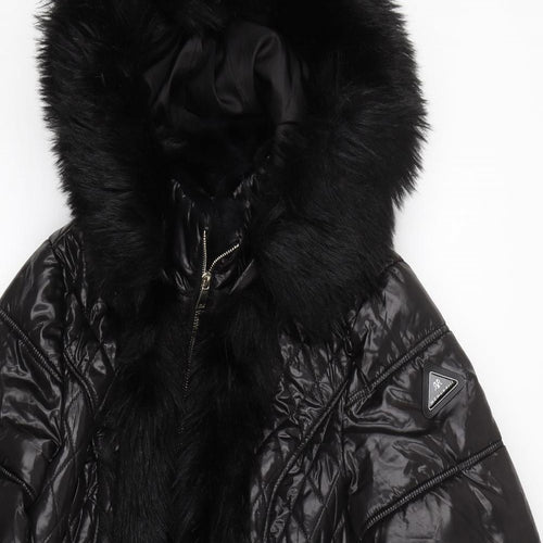River Island Womens Black Argyle/Diamond  Puffer Jacket Coat Size 12