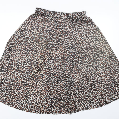 Preworn Womens Brown Animal Print  Skater Skirt Size 12