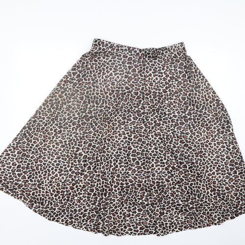 Preworn Womens Brown Animal Print  Skater Skirt Size 12