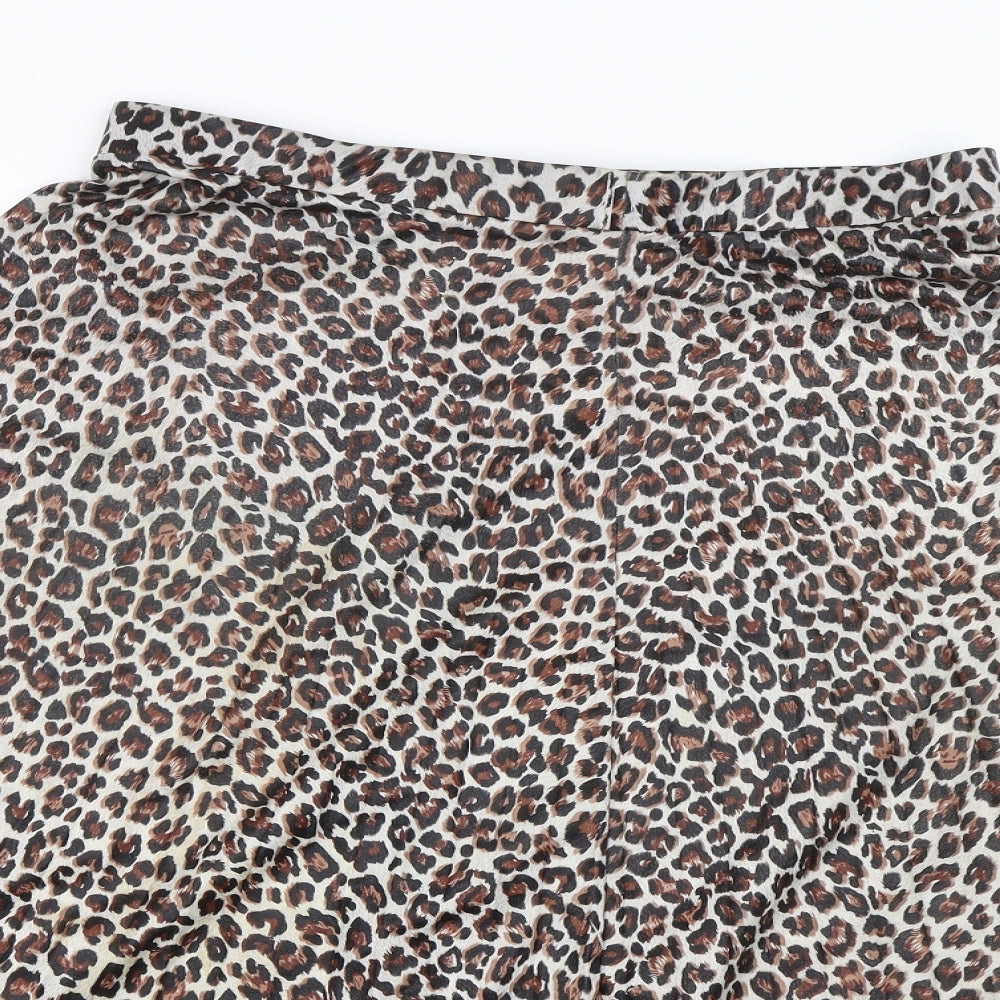 Preworn Womens Brown Animal Print  Skater Skirt Size 12
