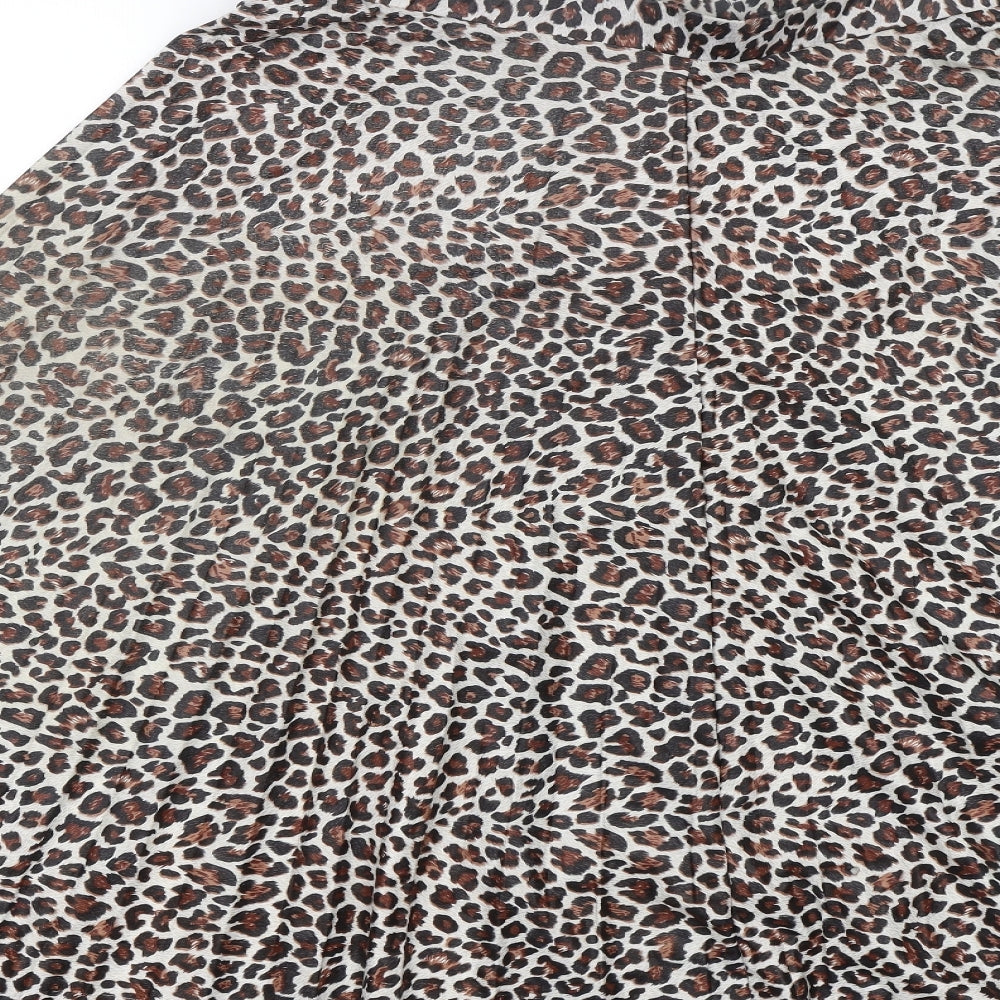 Preworn Womens Brown Animal Print  Skater Skirt Size 12