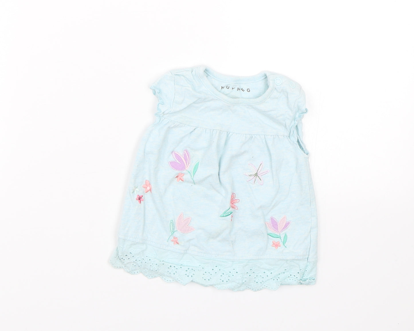 Nutmeg Girls Blue Floral  Tank Dress  Size 6-9 Months