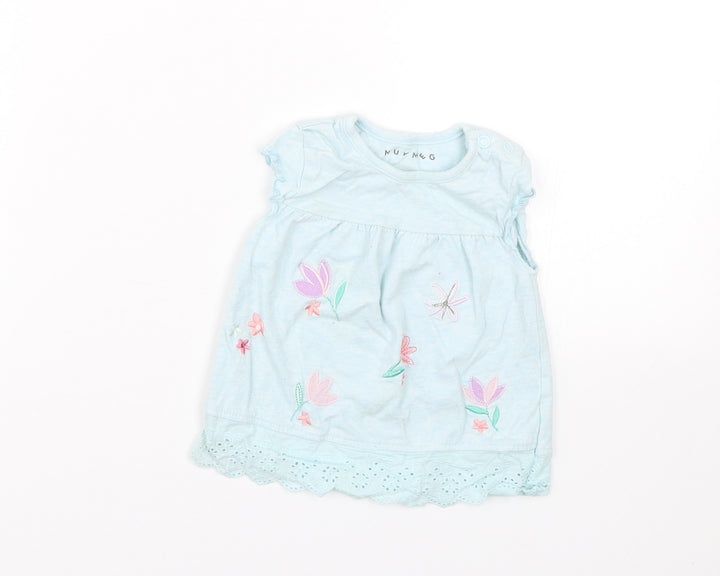 Nutmeg Girls Blue Floral  Tank Dress  Size 6-9 Months