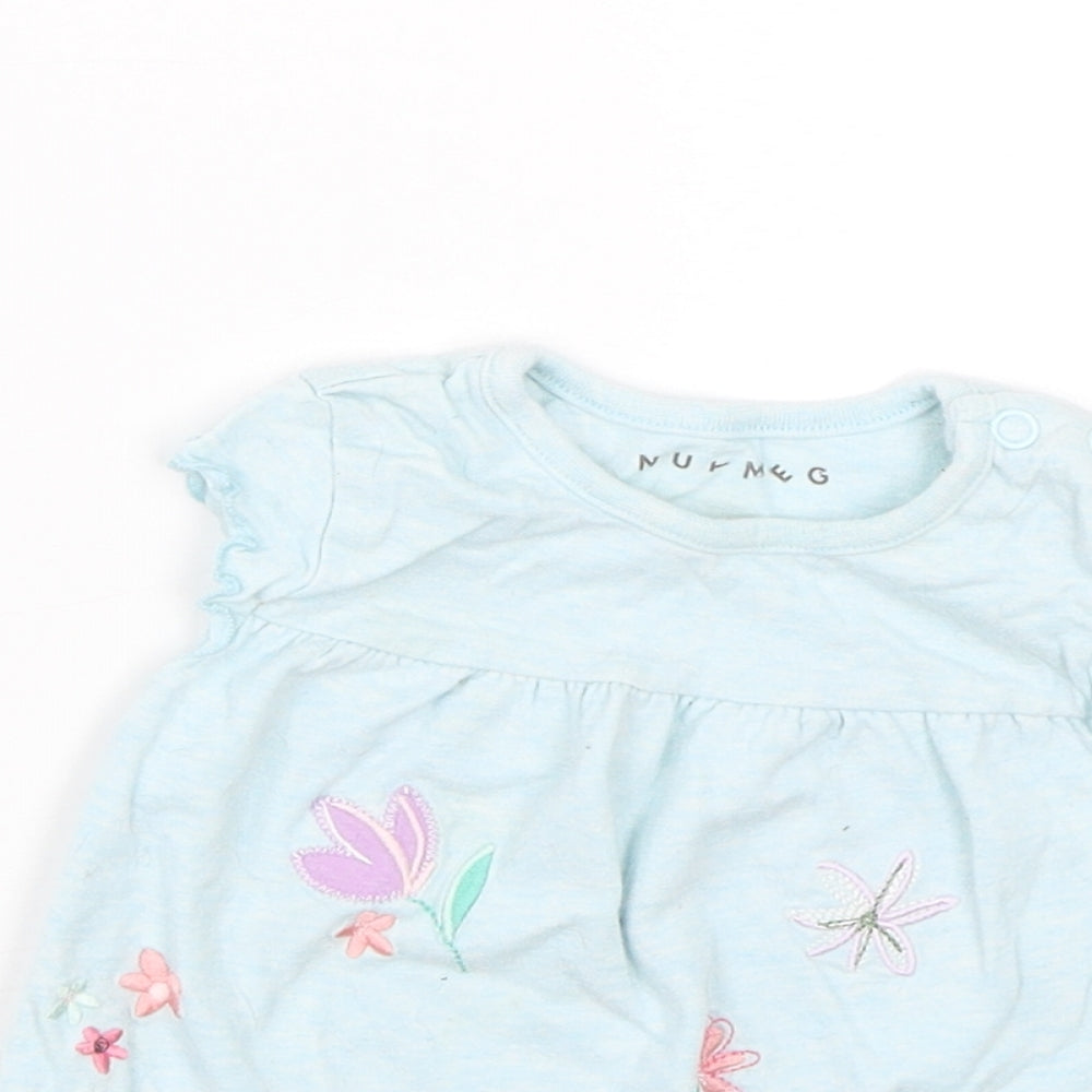 Nutmeg Girls Blue Floral  Tank Dress  Size 6-9 Months