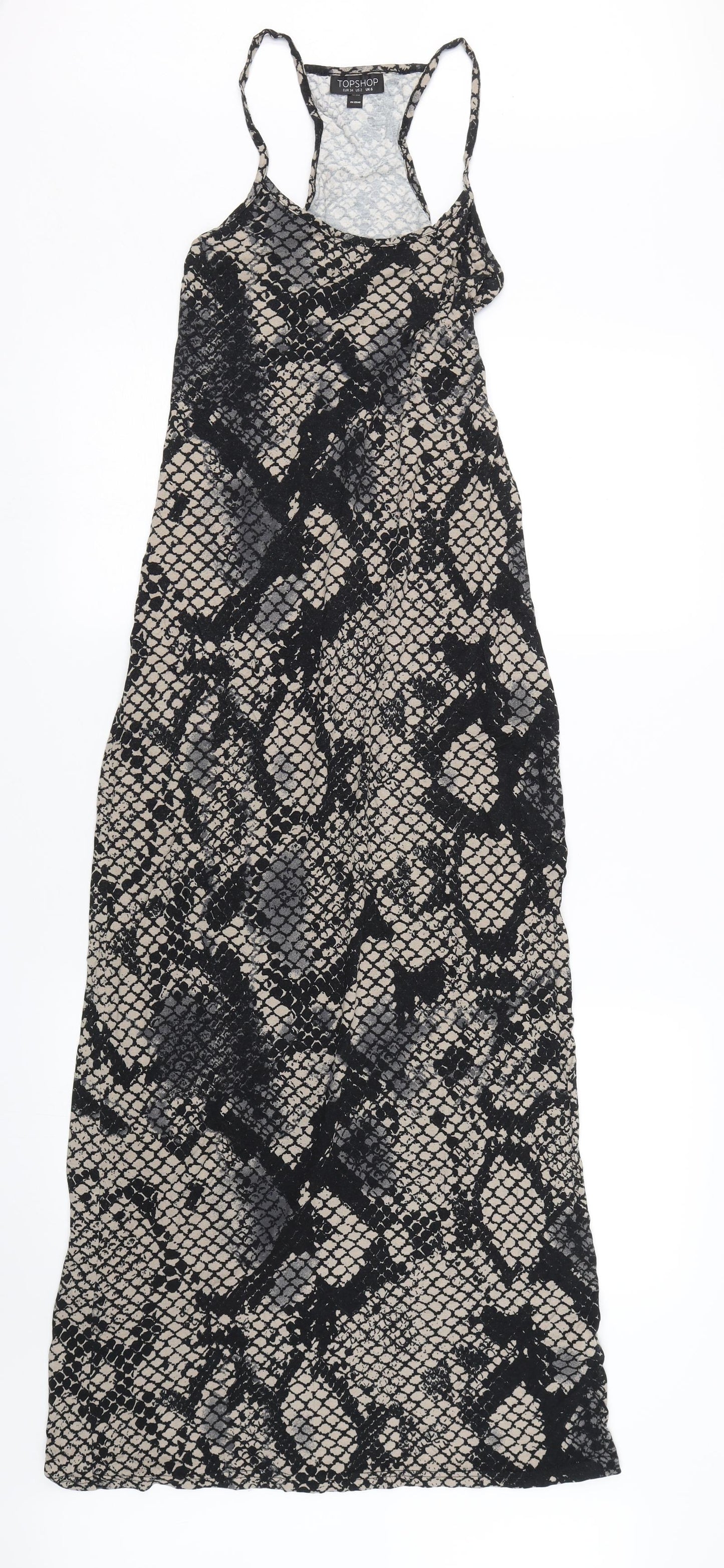 Topshop Womens Brown Animal Print  Tank Dress  Size 6  - Snake Print