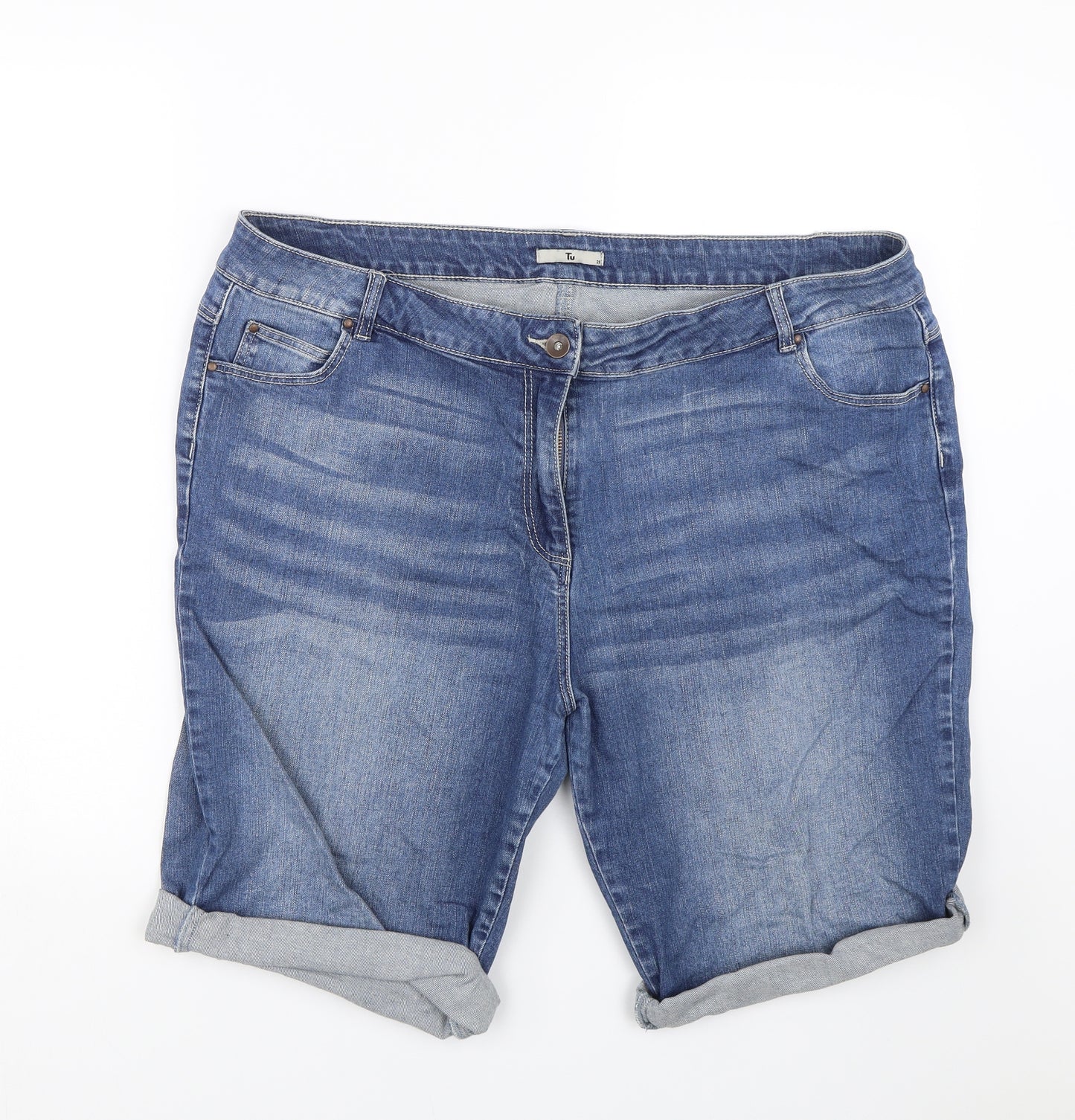 TU Womens Blue  Denim Paperbag Shorts Size 20