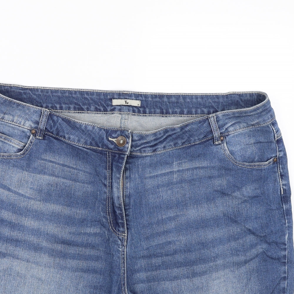 TU Womens Blue  Denim Paperbag Shorts Size 20