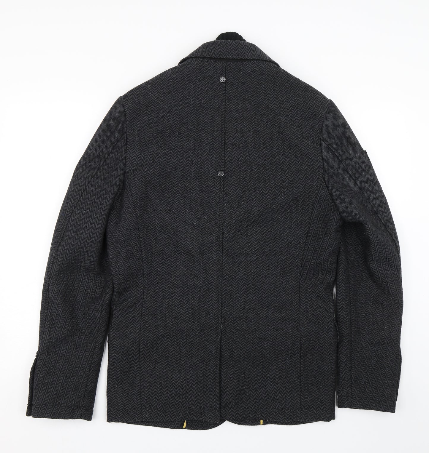 Jack&Jones Mens Black Herringbone  Overcoat Coat Size S