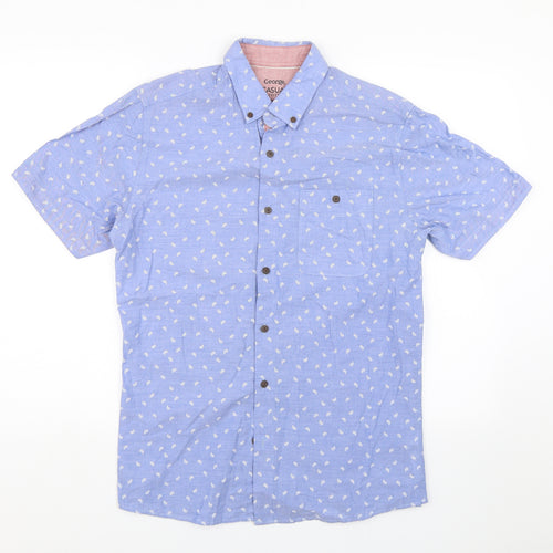 George Mens Blue Paisley   Button-Up Size S