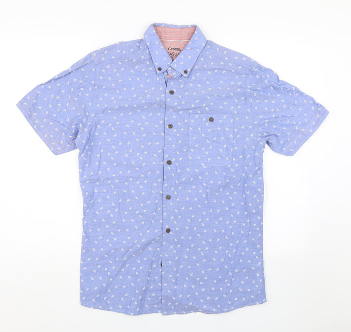 George Mens Blue Paisley Button-Up Size S