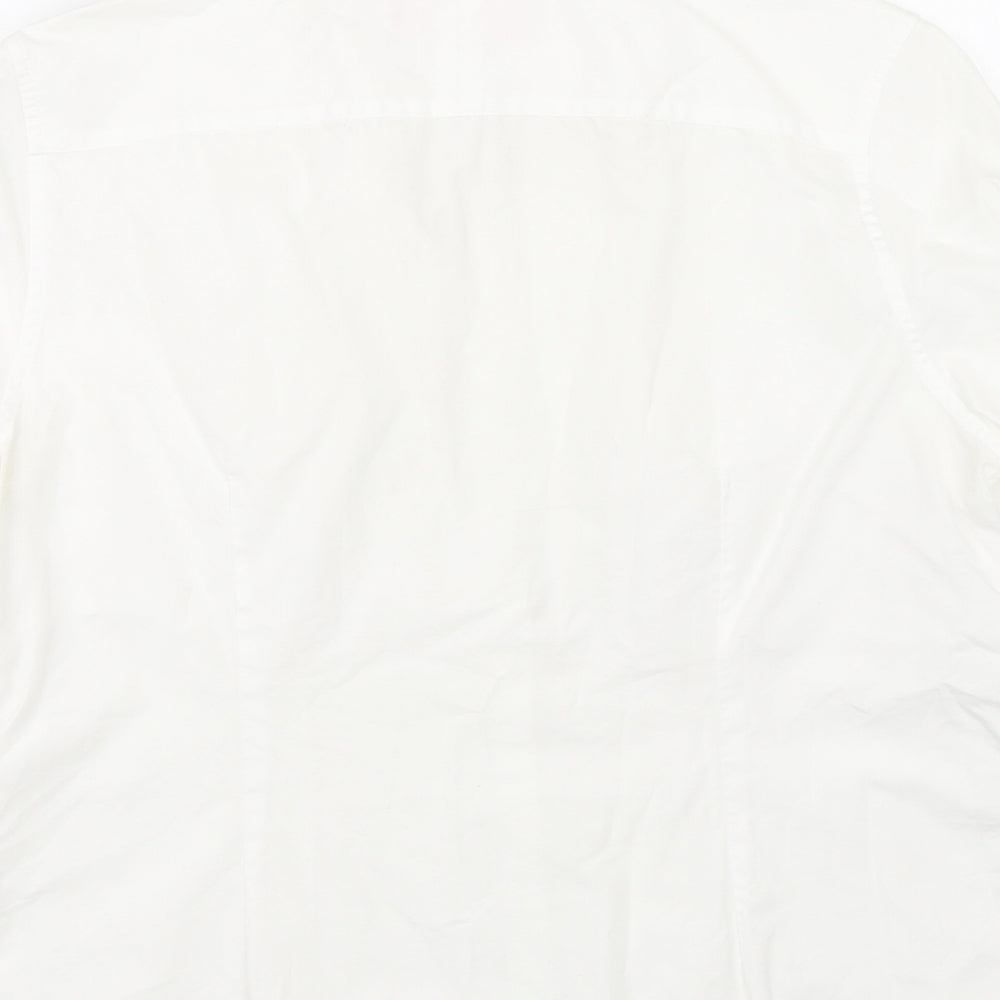 Charles Tyrwhitt Womens White Floral  Basic Button-Up Size 16