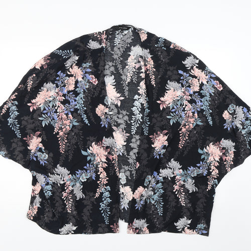 New Look Womens Black Floral  Wrap Blouse Size 12