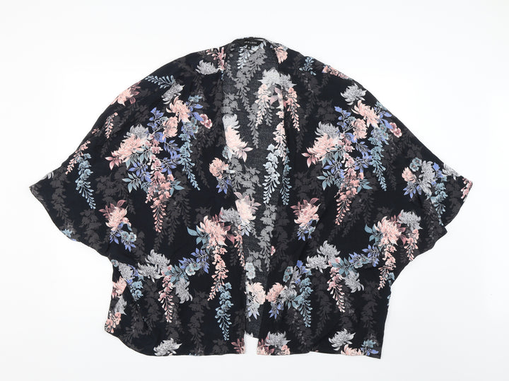 New Look Womens Black Floral  Wrap Blouse Size 12