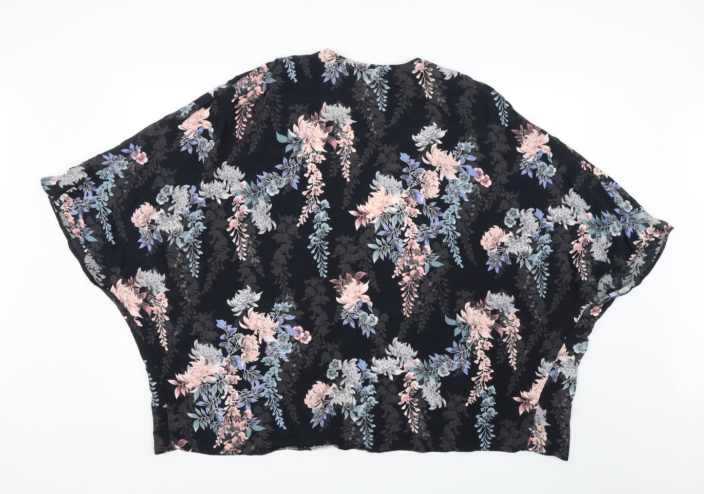 New Look Womens Black Floral  Wrap Blouse Size 12