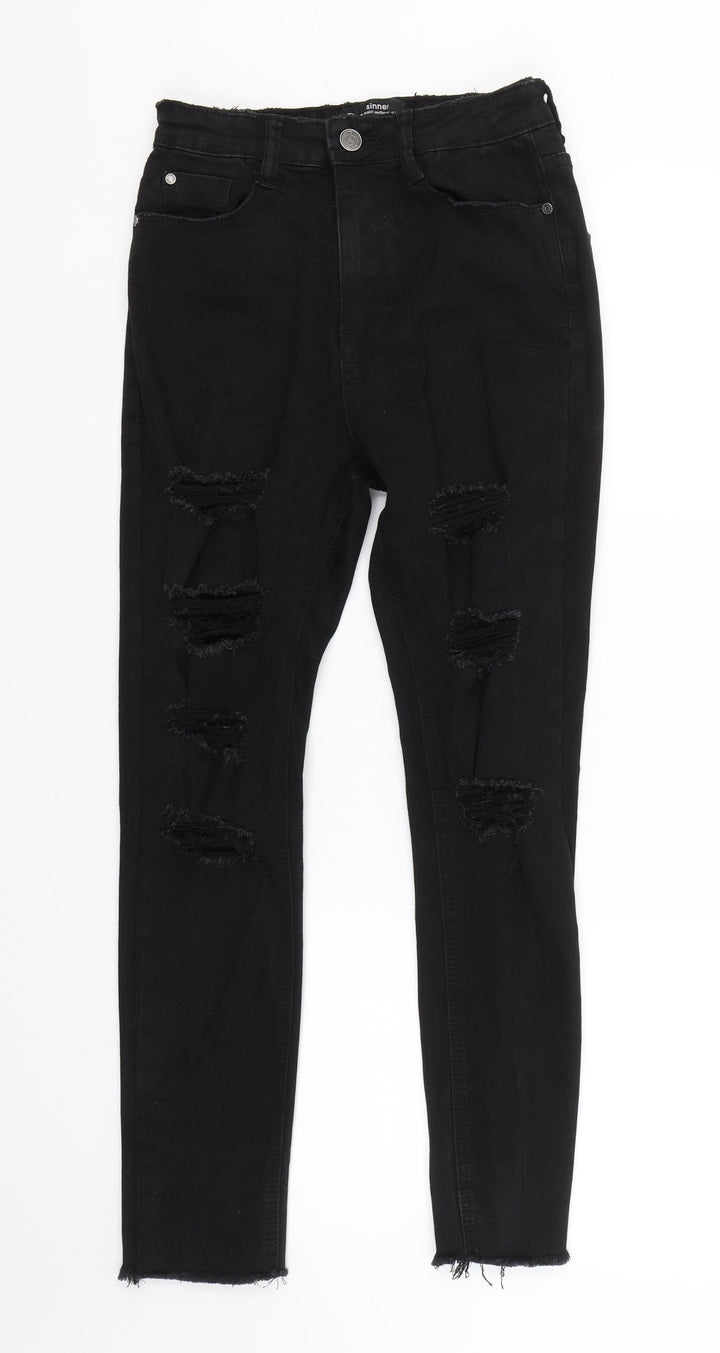 Missguided Womens Black Denim Skinny Jeans Size 6 L24.5 in