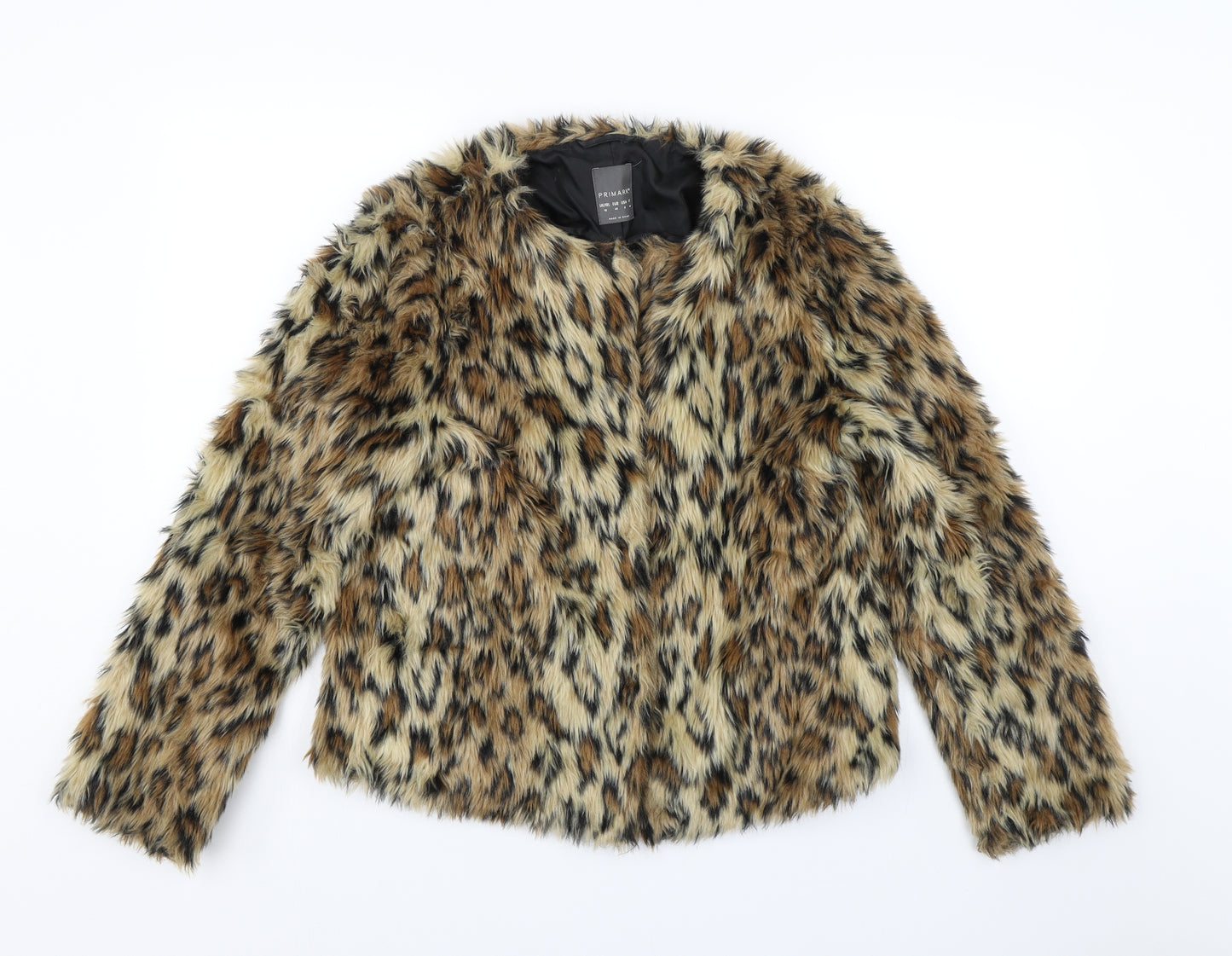 Primark Womens Brown Animal Print  Overcoat Coat Size 12