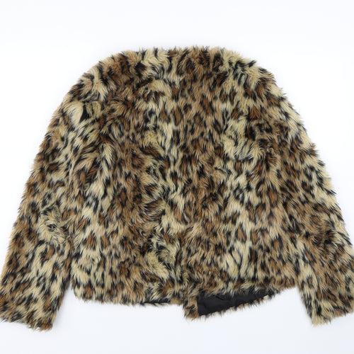Primark Womens Brown Animal Print  Overcoat Coat Size 12