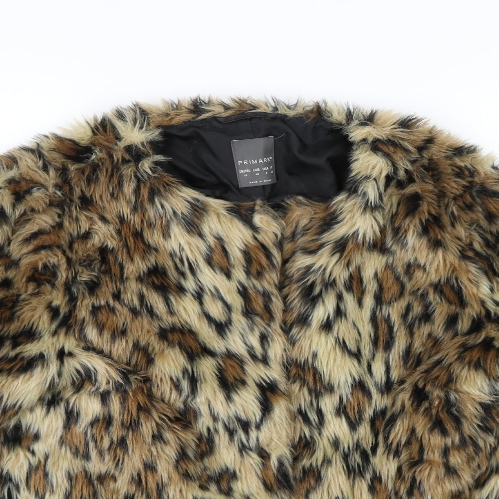Primark Womens Brown Animal Print  Overcoat Coat Size 12