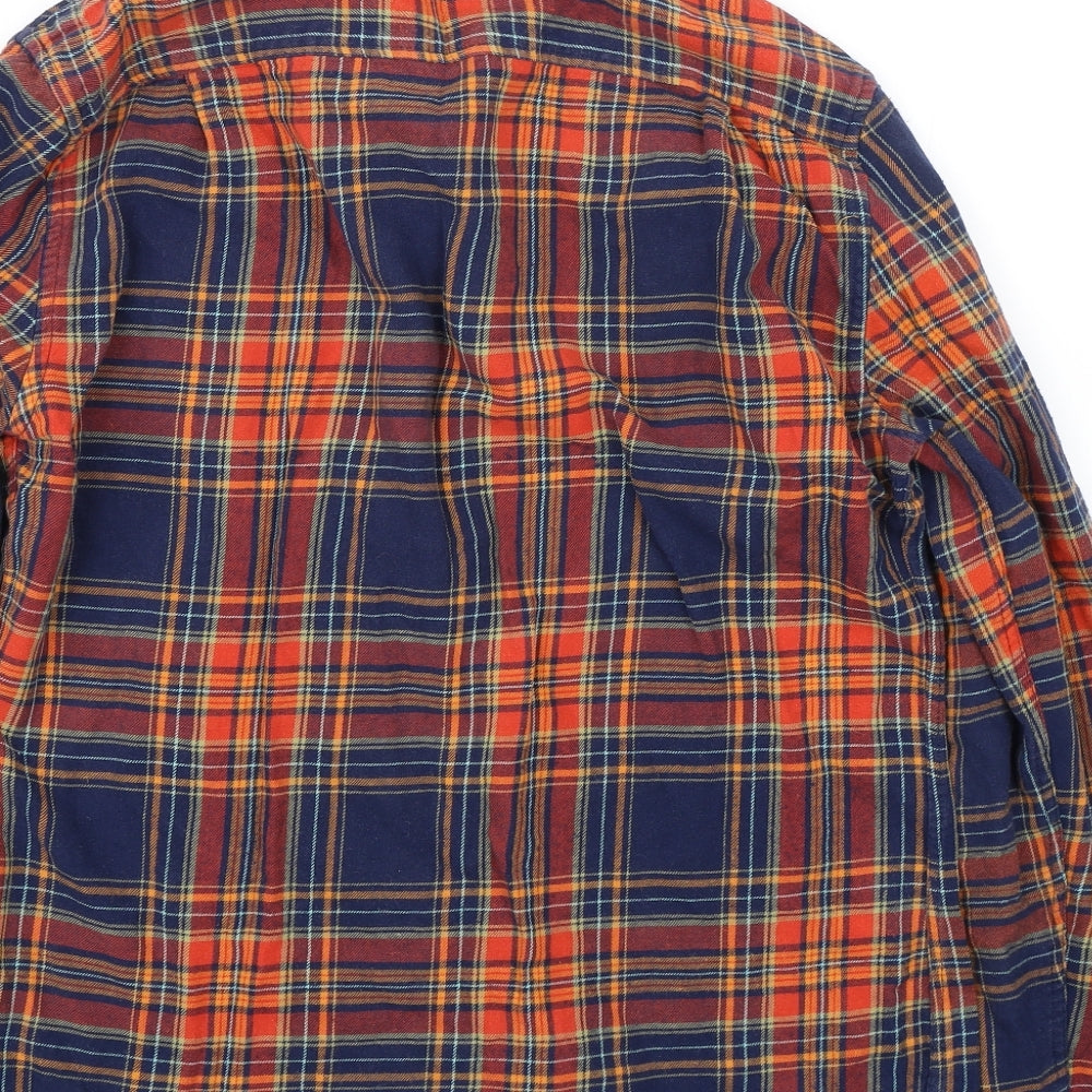 Burton Mens Orange Check   Button-Up Size M