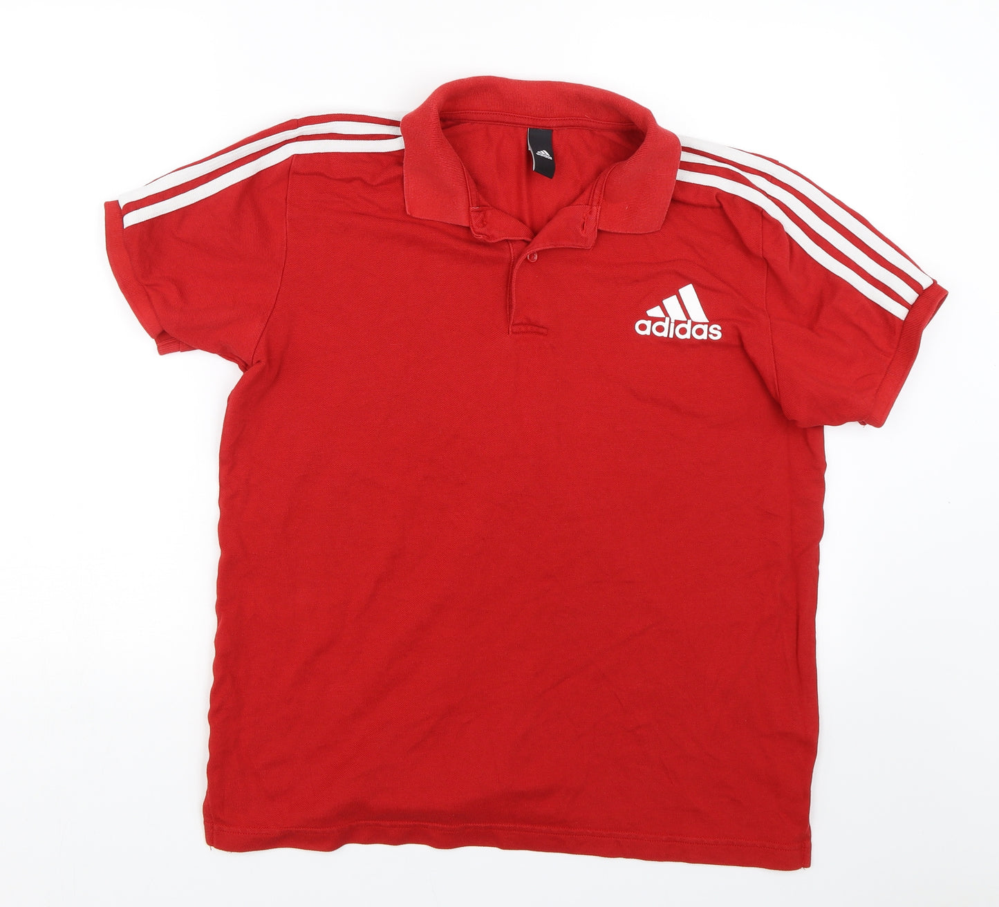 adidas Mens Red Striped   Polo Size L