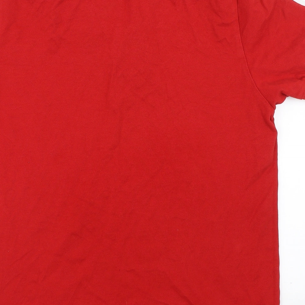adidas Mens Red Striped   Polo Size L
