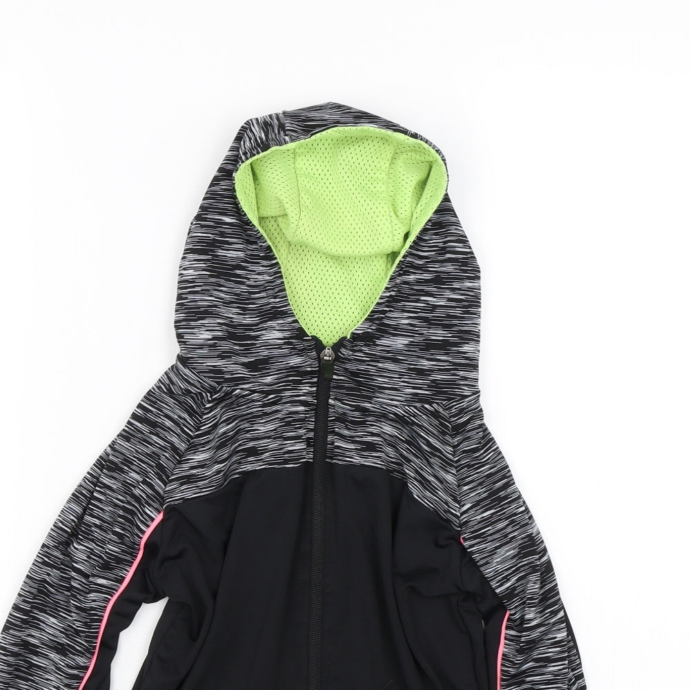 Young Dimension Girls Black Striped  Full Zip Hoodie Size 8-9 Years