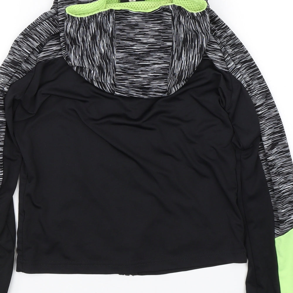 Young Dimension Girls Black Striped  Full Zip Hoodie Size 8-9 Years