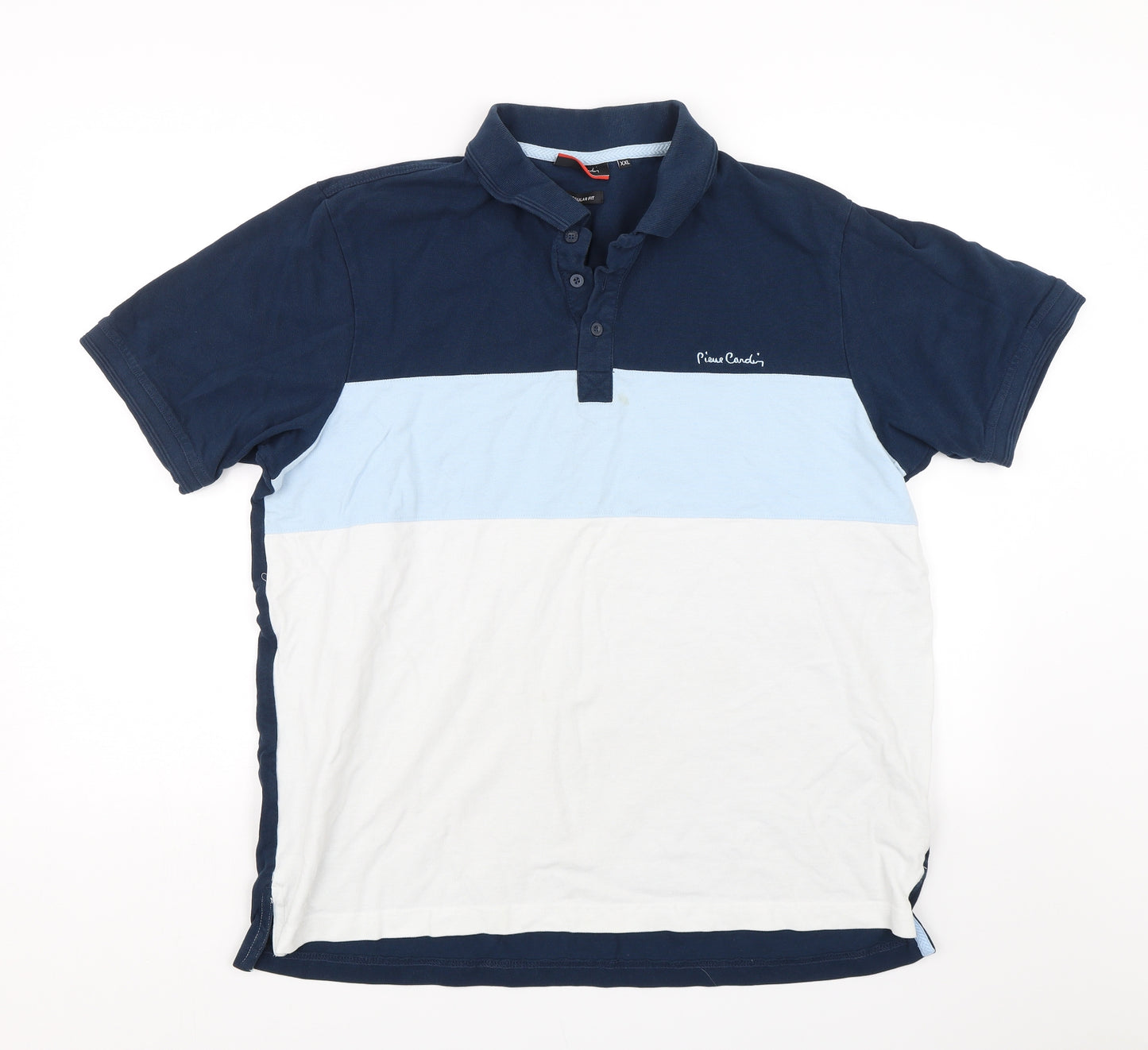 PIERE CANDIN Mens Blue Striped   Polo Size 2XL