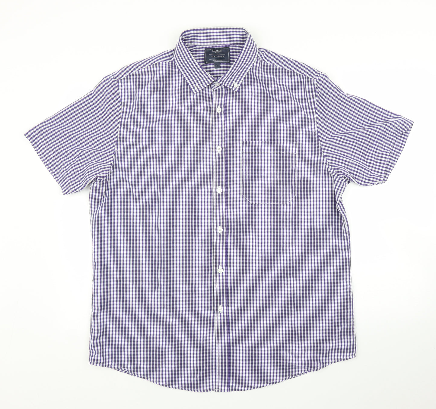 BHS Mens Purple Check   Button-Up Size L