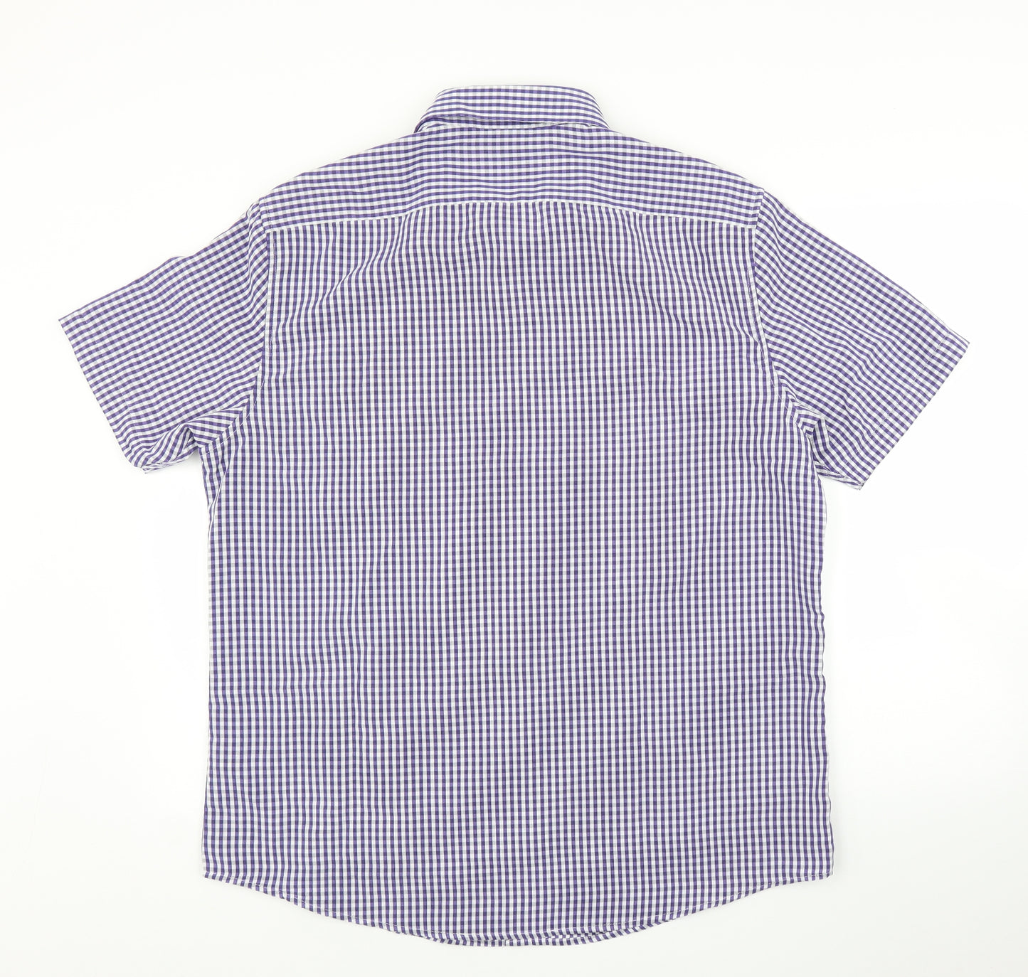 BHS Mens Purple Check   Button-Up Size L