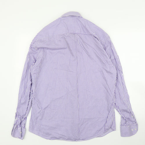Benetti Mens Purple Striped   Button-Up Size 17