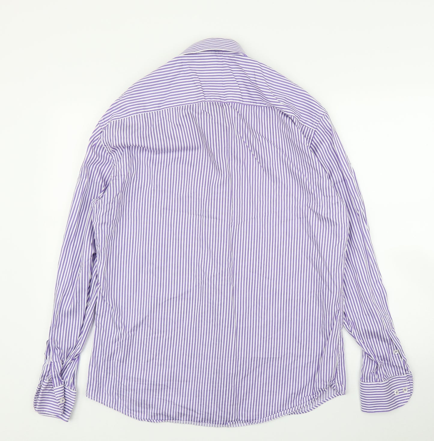 Benetti Mens Purple Striped   Button-Up Size 17