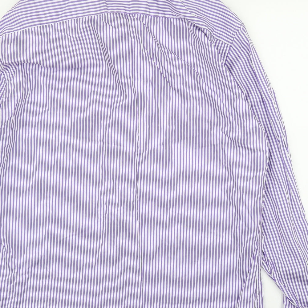 Benetti Mens Purple Striped   Button-Up Size 17
