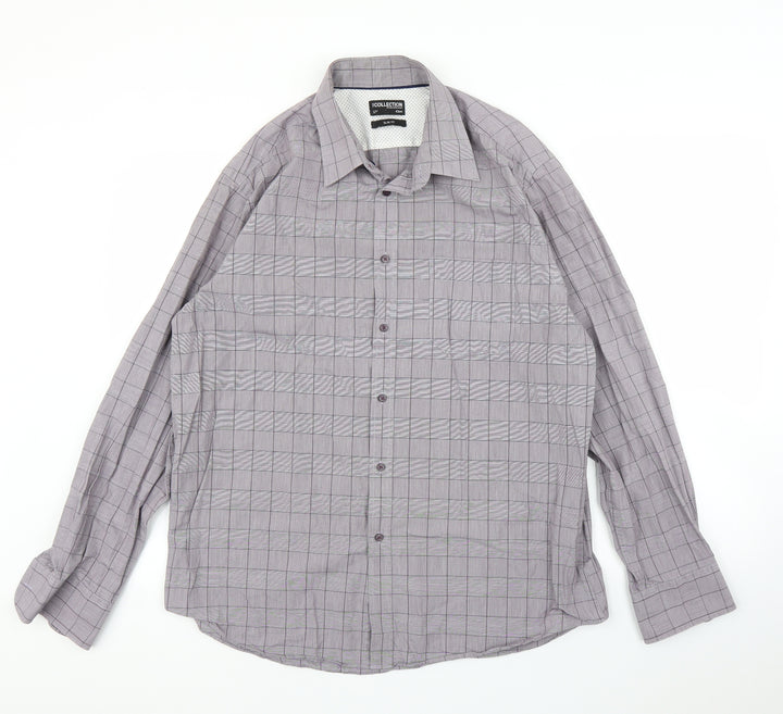 Debenhams Mens Purple Plaid Button-Up Size 17