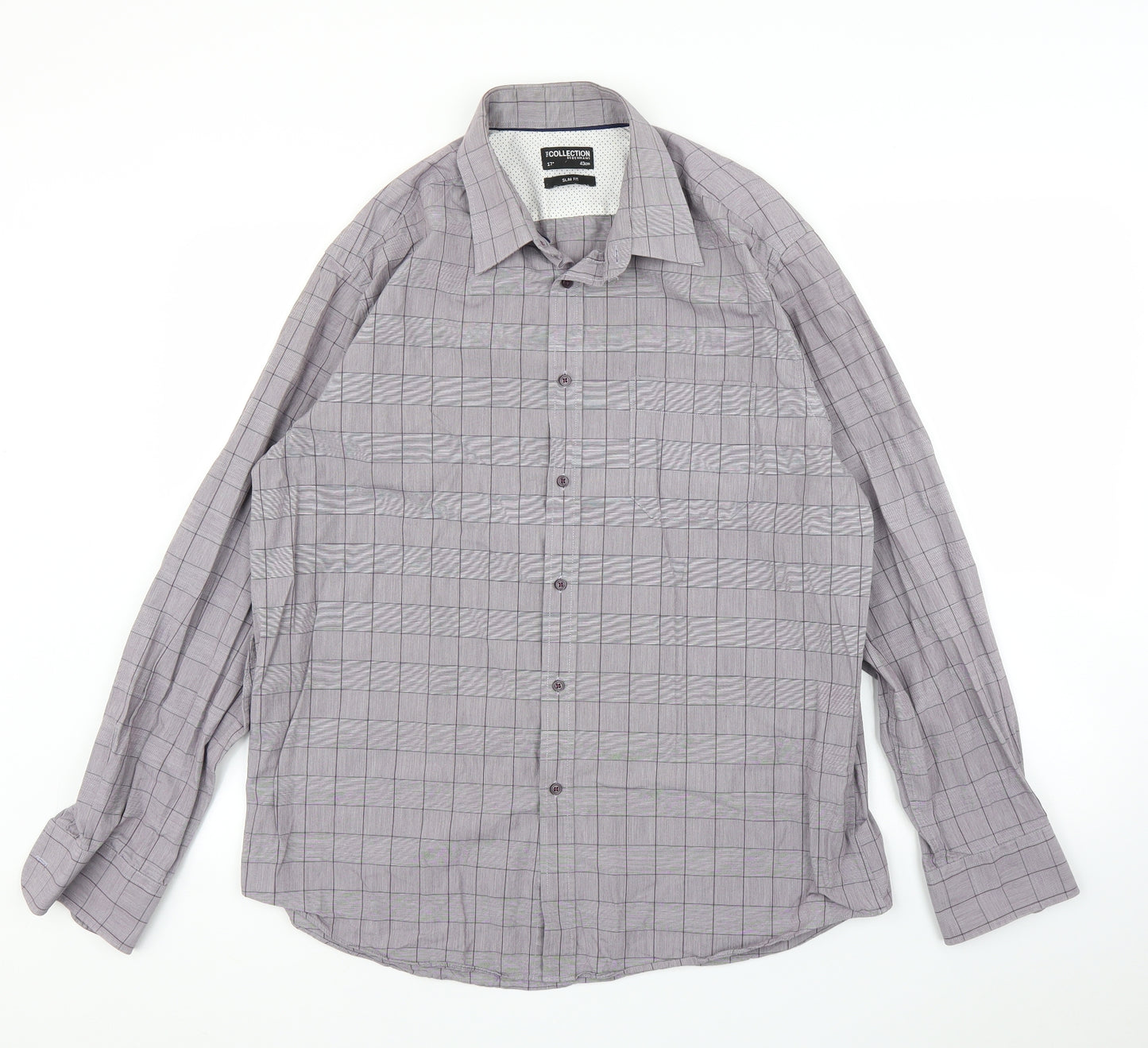 Debenhams Mens Purple Plaid   Button-Up Size 17