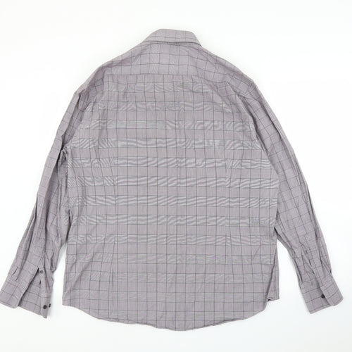 Debenhams Mens Purple Plaid   Button-Up Size 17